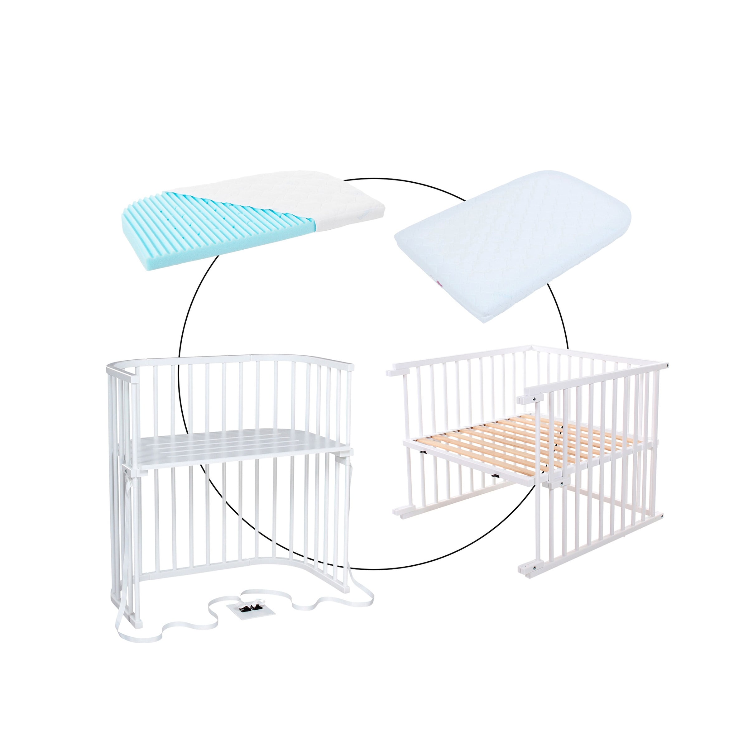 Babybay® Bundle Beistellbett Boxspring inkl. Matratze MediTex® und Kinderbettumbausatz inkl. Matratze MediTex® extraluftig