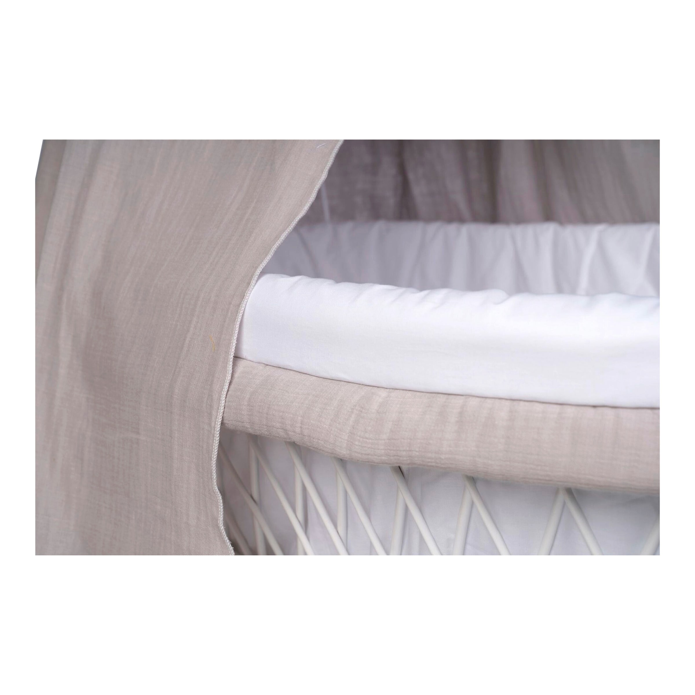 Mionido Textiles Set für Stubenwagen Musselin Uni Schleife