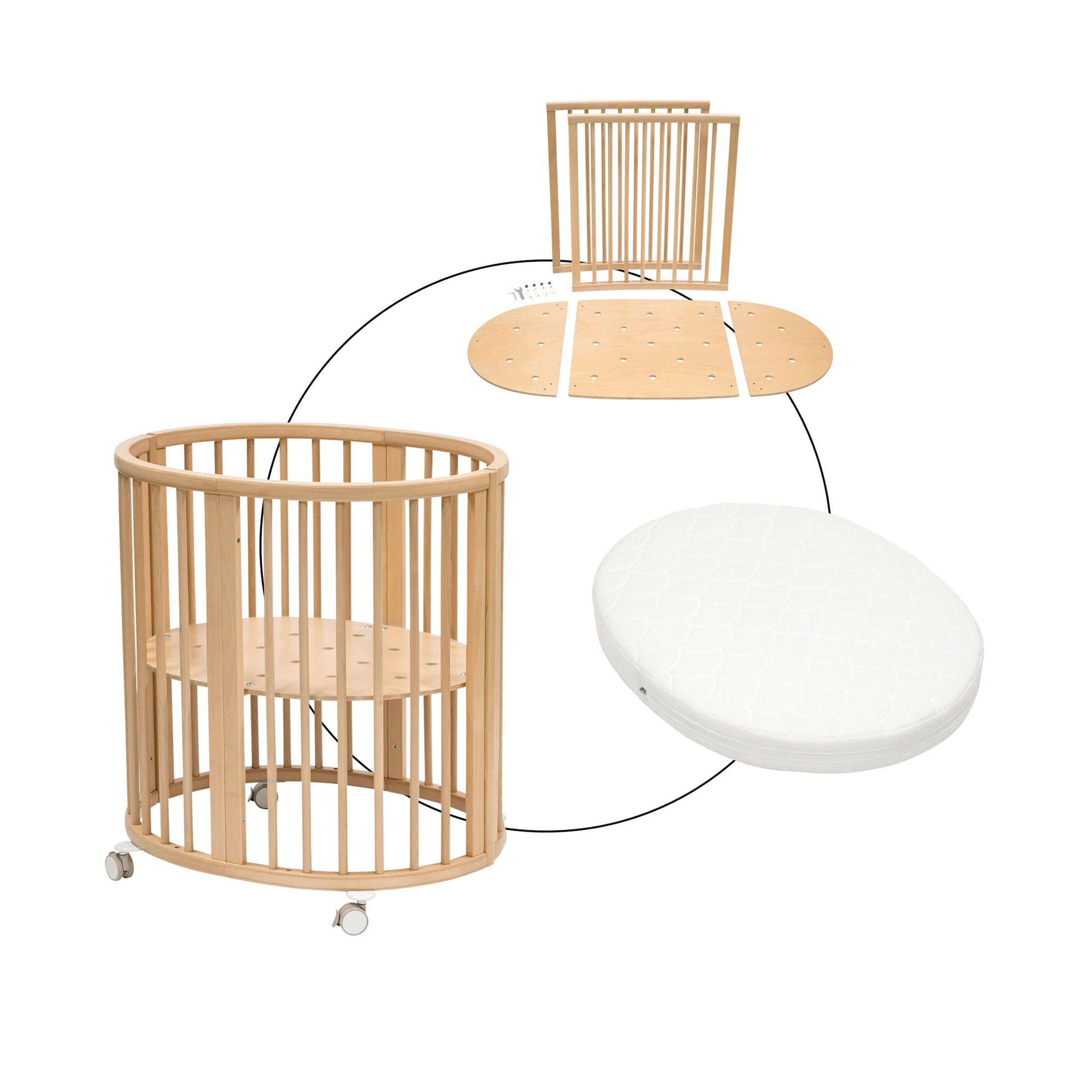 Stokke® Sleepi™ Babybett Sleepi Mini. Inkl. Umbausatz zum Kinderbett und Matratze