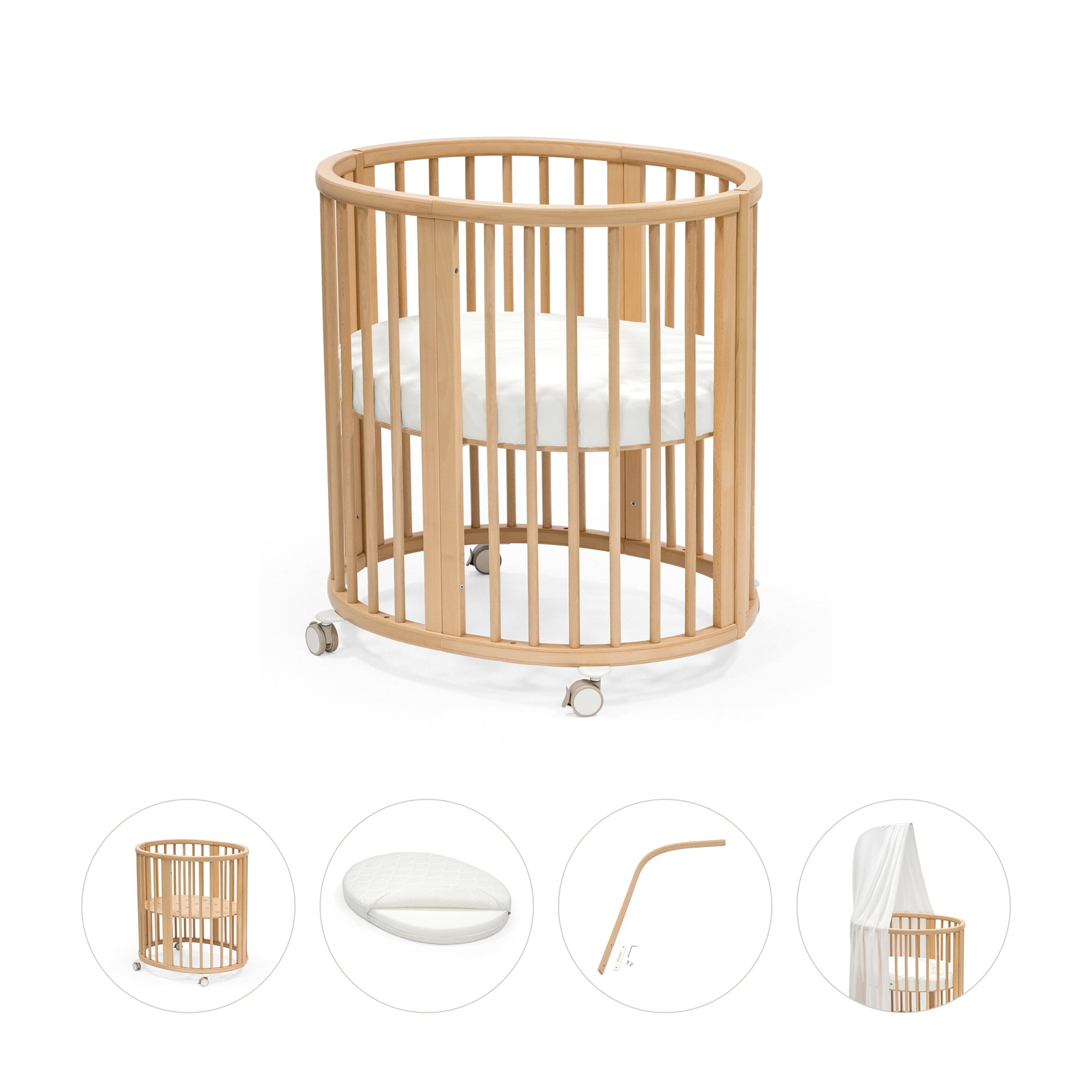 Stokke® Sleepi™ Bundle Sleepi Mini inkl. Matratze und Spannbetttuch, Himmelstange und Himmel