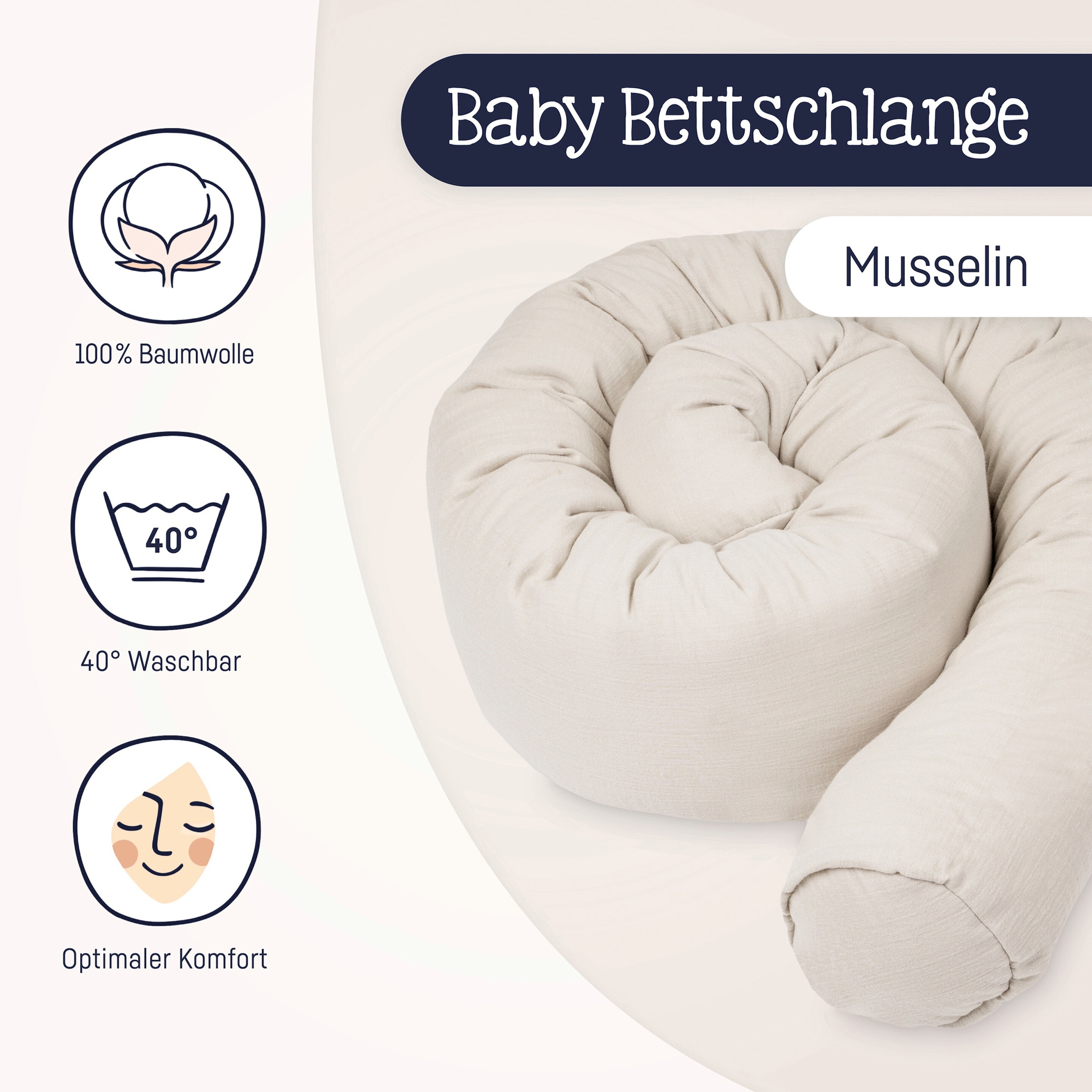 Julius Zöllner Bettschlange Musselin 180 cm