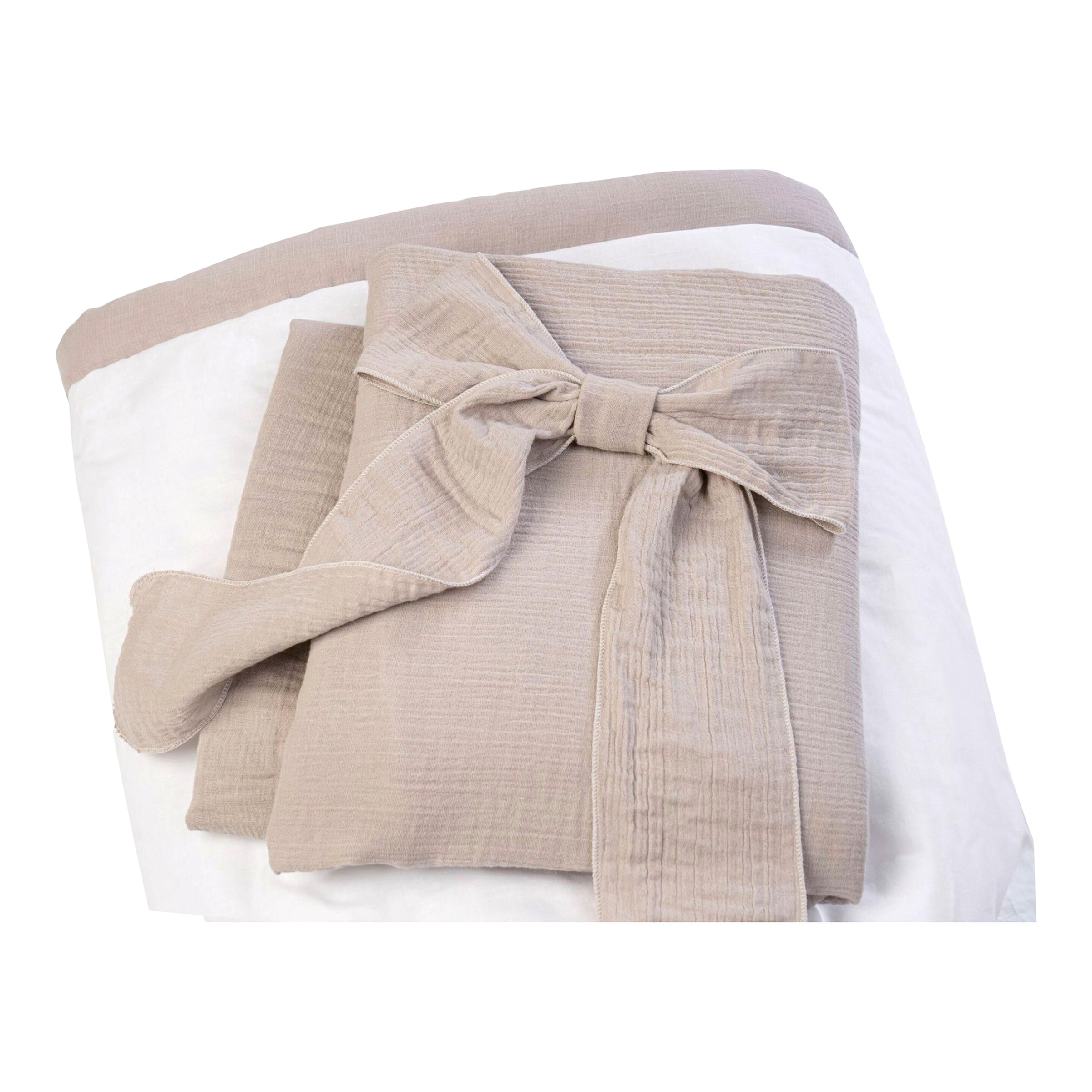 Mionido Textiles Set für Stubenwagen Musselin Uni Schleife