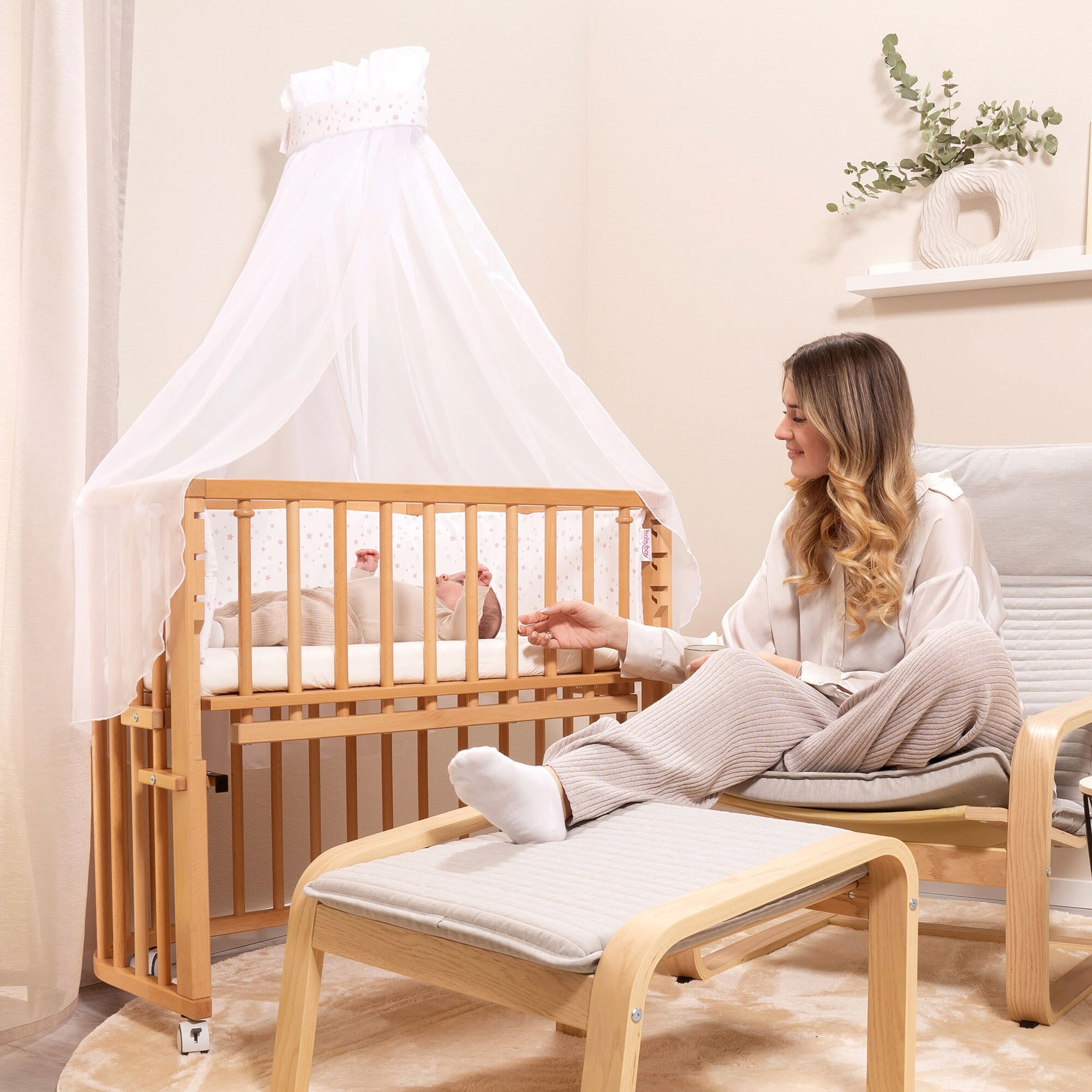 Babybay® Himmel Piqué mit Band passend für alle babybay Modelle